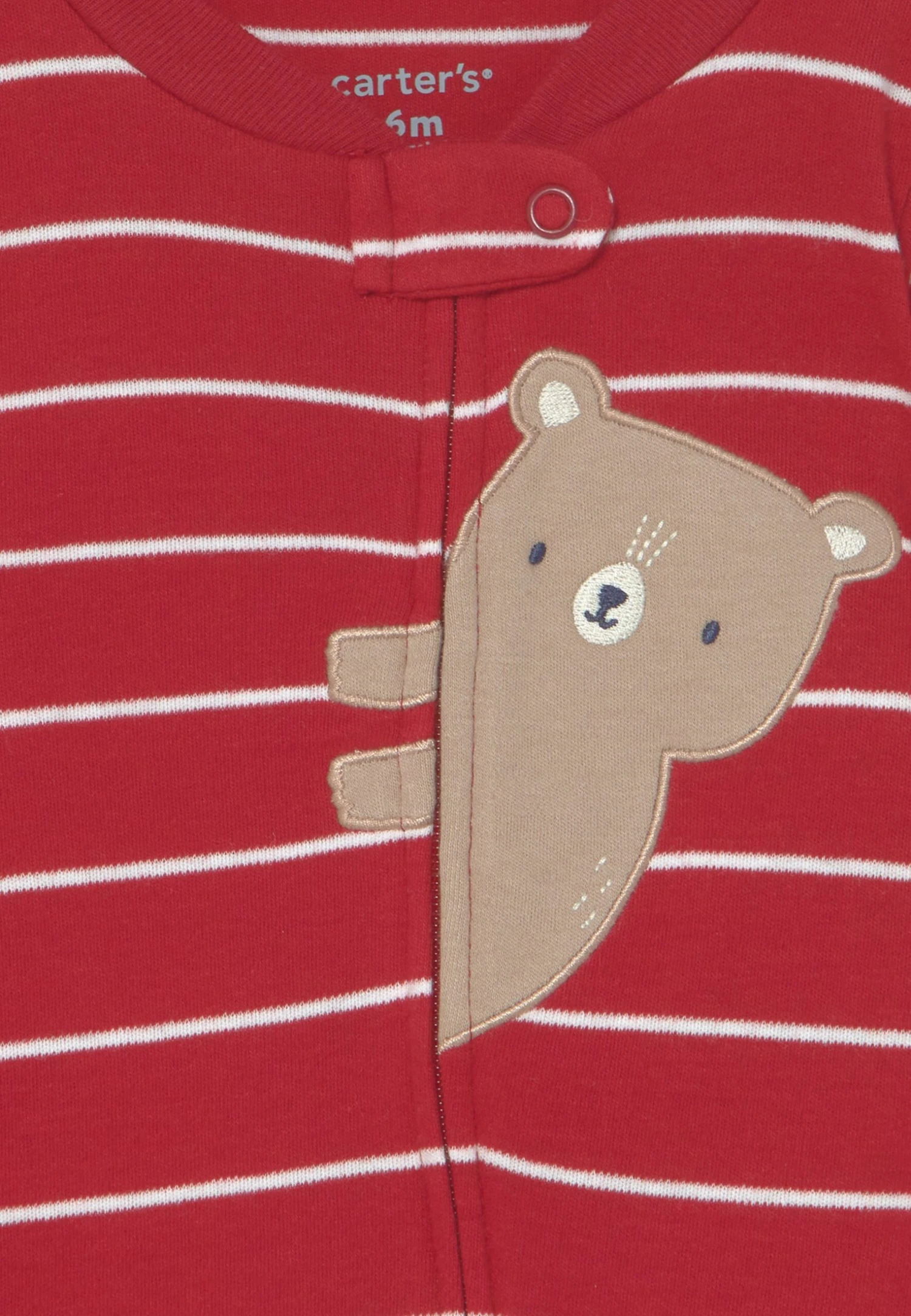 Carter's™ Boys Bear Print Nightwear - Sleep Suit - Red 5 Carter's™ Boys Bear Print Nightwear - Sleep Suit - Red - Image 3