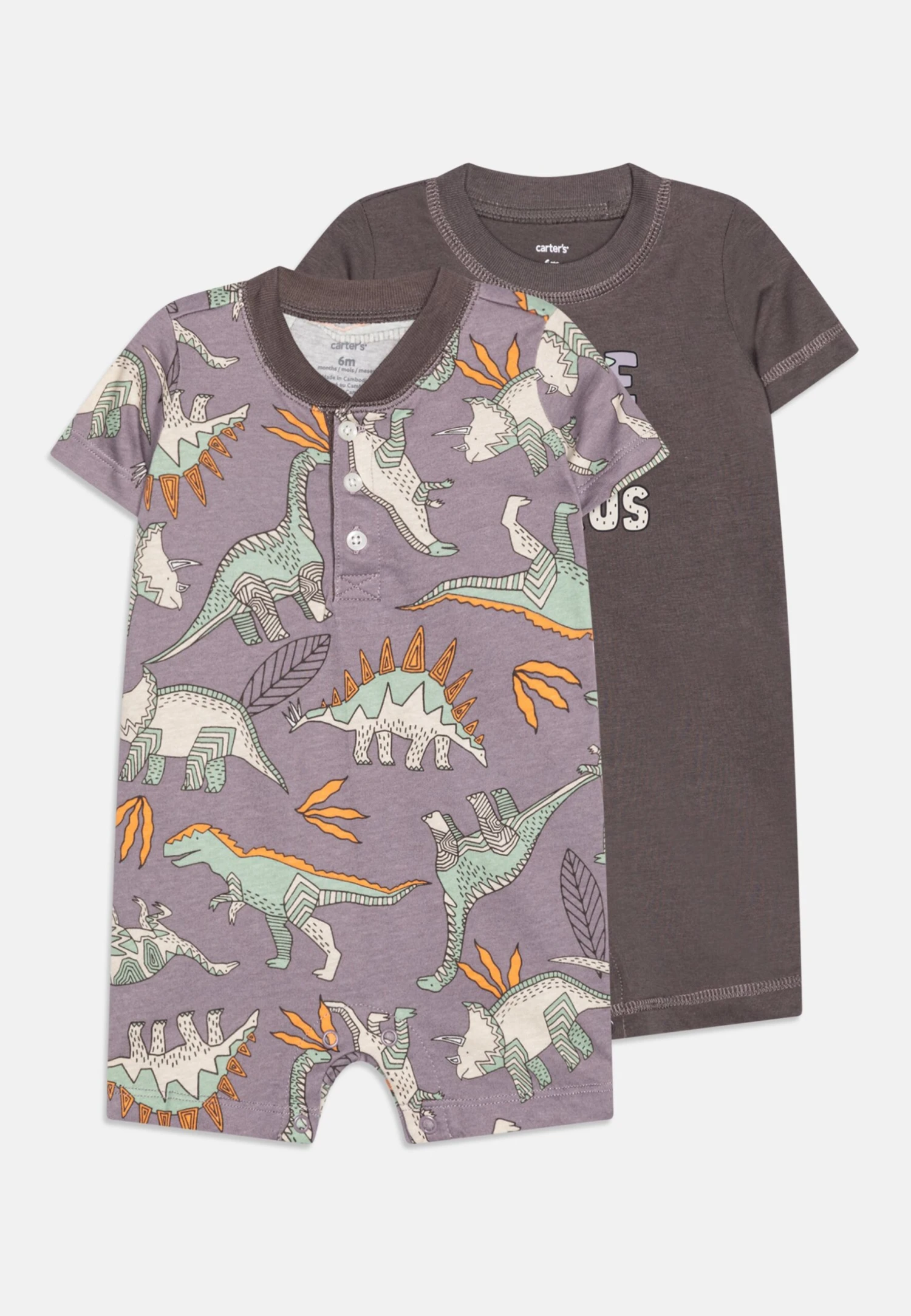 Carter's™ Purple Dino Print 2 Pack - Sleep Suit - Gray 3 Carter's™ Purple Dino Print 2 Pack - Sleep Suit - Gray