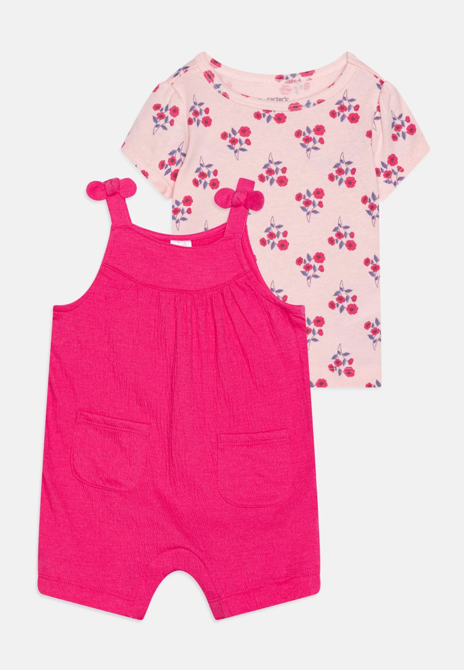 Carter's™ Shortall Solid Set - Print T-Shirt - Pink 3 Carter's™ Shortall Solid Set - Print T-Shirt - Pink