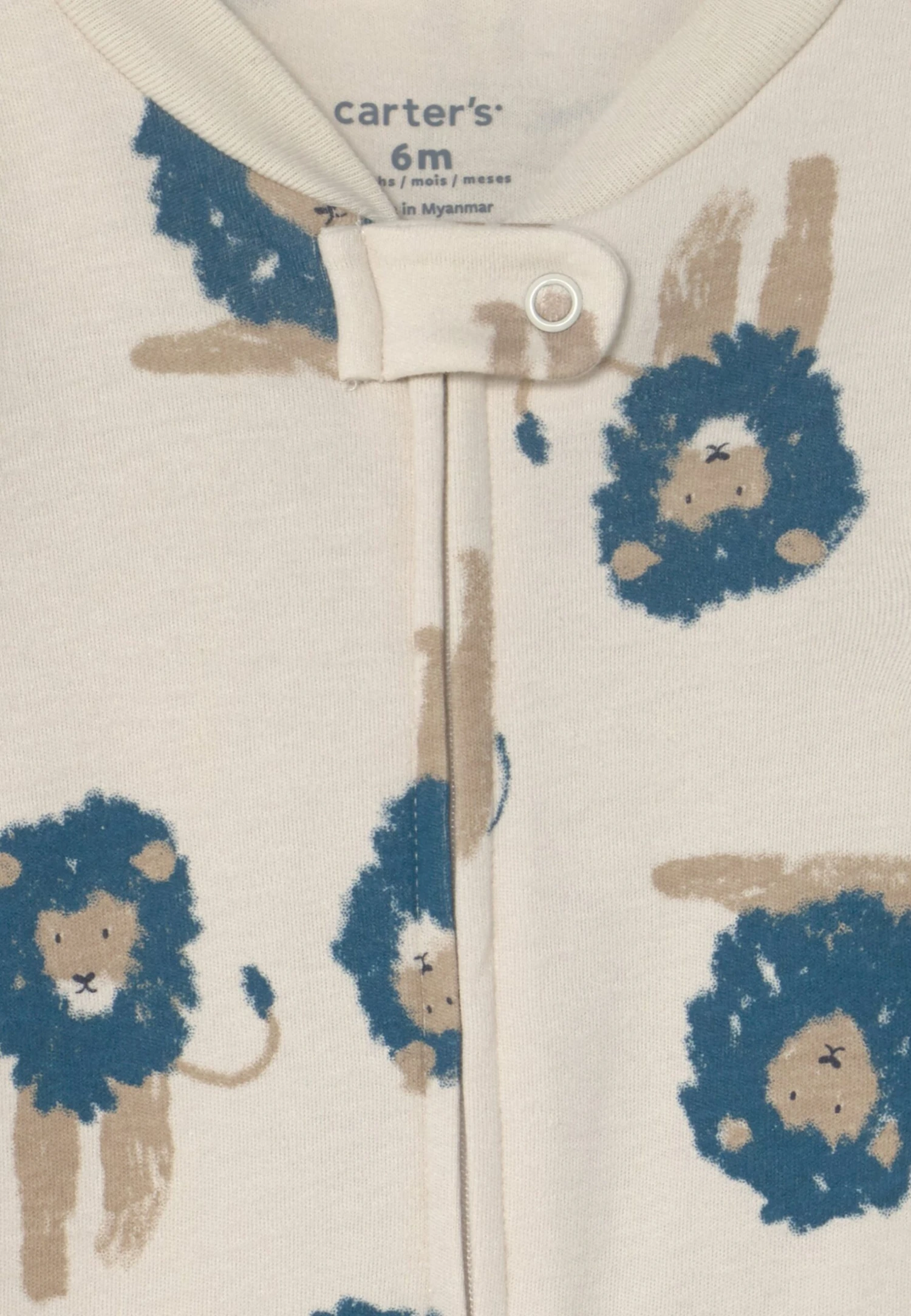 Carter's™ Boys Lion Print Nightwear - Sleep Suit - Green Lion Print 5 Carter's™ Boys Lion Print Nightwear - Sleep Suit - Green Lion Print - Image 3